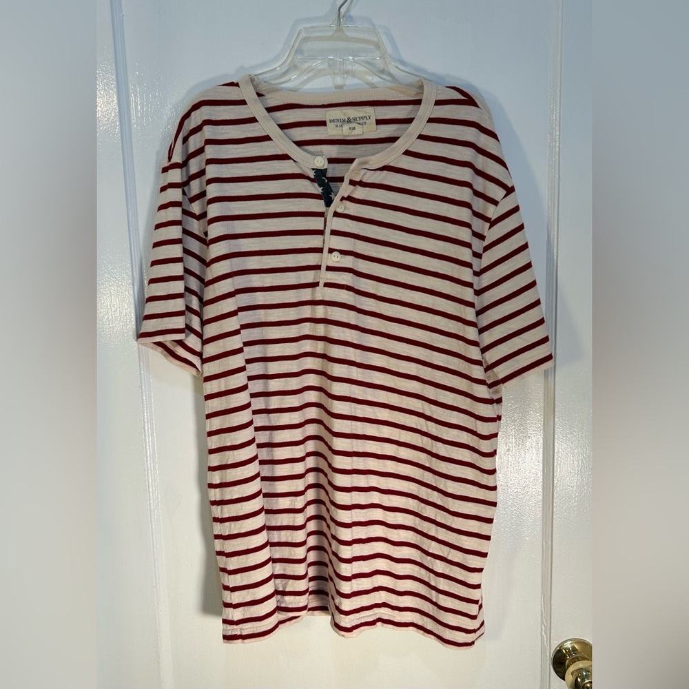 Vintage Ralph Lauren Denim & Supply XL Womens Pullover Red/Wht Striped Short Sl
